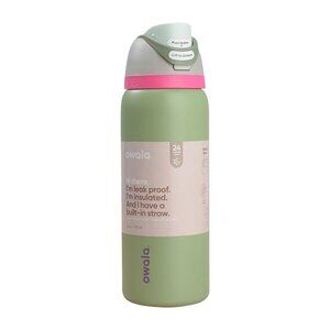 OWALA  SAGE GREEN PINK GRAY STAINLESS STEEL INSULATED WATER BOTTLE 40 OZ NEW